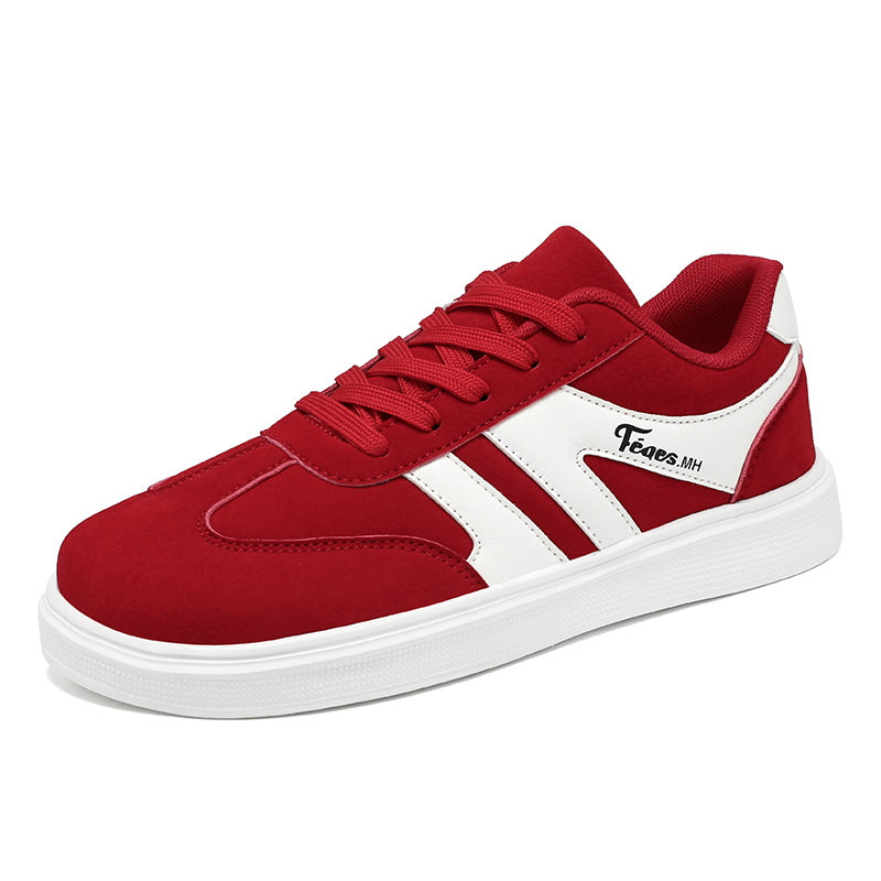 Women's Suede Low-Top Wide-Toe Skate Shoes – Casual Color-Block Lace-Up Sneakers