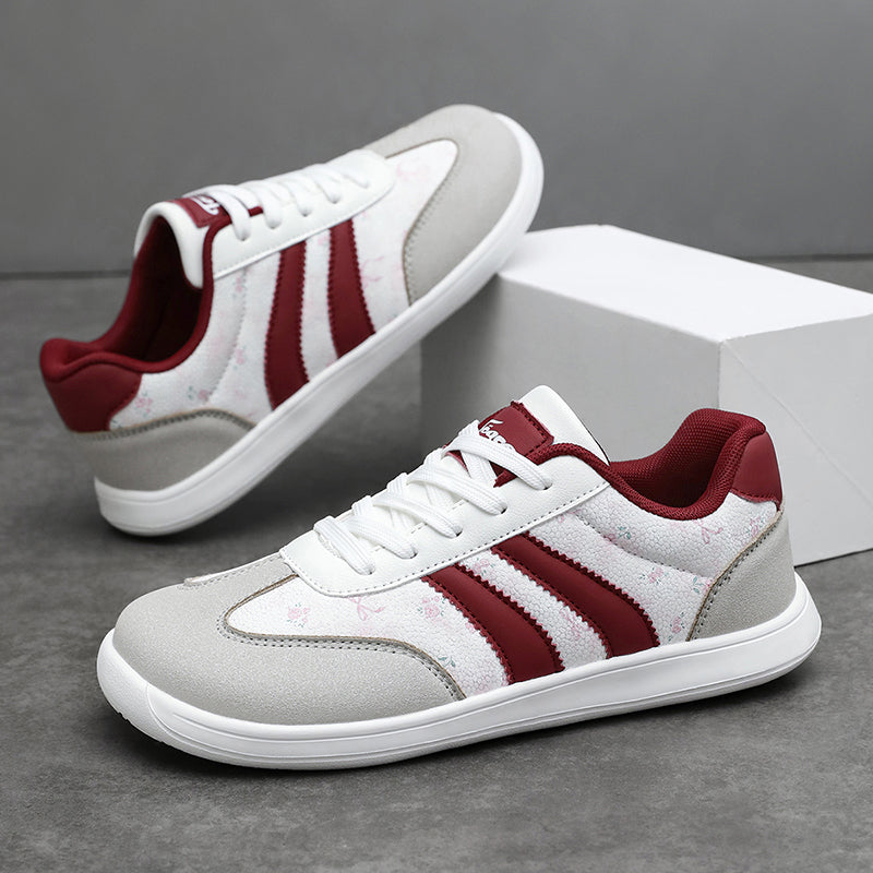 Women's Wide Toe Box Sneakers - Retro Floral and Suede Casual Walking Shoes