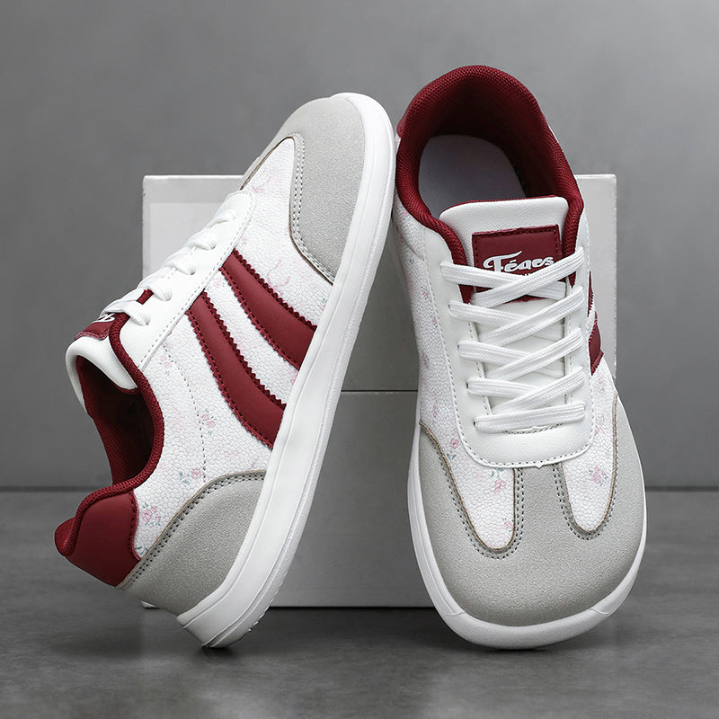 Women's Wide Toe Box Sneakers - Retro Floral and Suede Casual Walking Shoes