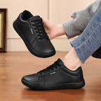 Women's Wide Toe Box White Sneakers - Classic Minimalist PU Leather Casual Shoes