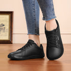 Women's Wide Toe Box White Sneakers - Classic Minimalist PU Leather Casual Shoes