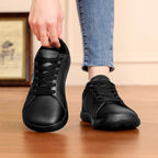 Women's Wide Toe Box White Sneakers - Classic Minimalist PU Leather Casual Shoes
