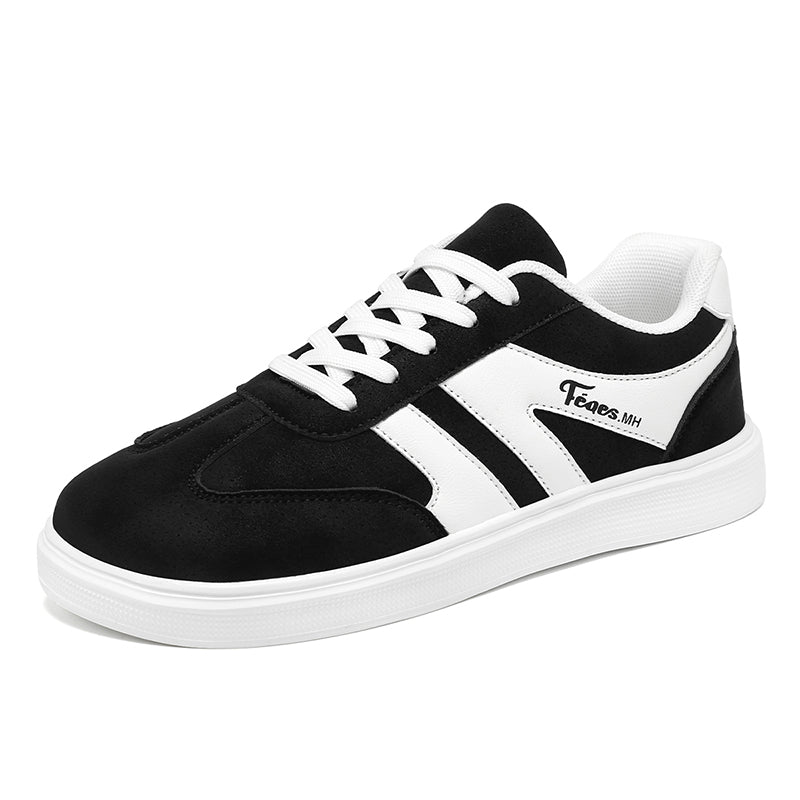 Women's Suede Low-Top Wide-Toe Skate Shoes – Casual Color-Block Lace-Up Sneakers