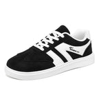 Women's Suede Low-Top Wide-Toe Skate Shoes – Casual Color-Block Lace-Up Sneakers