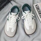 Women's Wide-Toe German Army-Style Sneakers – Retro Suede and Leather Casual Walking Shoes
