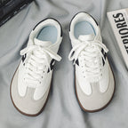 Women's Wide-Toe German Army-Style Sneakers – Retro Suede and Leather Casual Walking Shoes