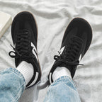 Women's Wide-Toe German Army-Style Sneakers – Retro Suede and Leather Casual Walking Shoes