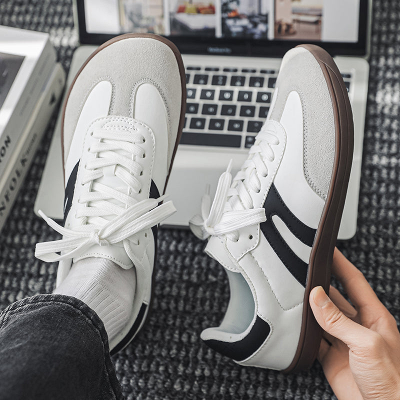 Women's Wide-Toe German Army-Style Sneakers – Retro Suede and Leather Casual Walking Shoes