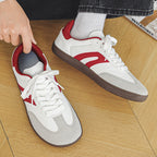 Women's Wide-Toe German Army-Style Sneakers – Retro Suede and Leather Casual Walking Shoes