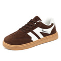 Women's Suede Low-Top Wide-Toe Skate Shoes – Casual Color-Block Lace-Up Sneakers