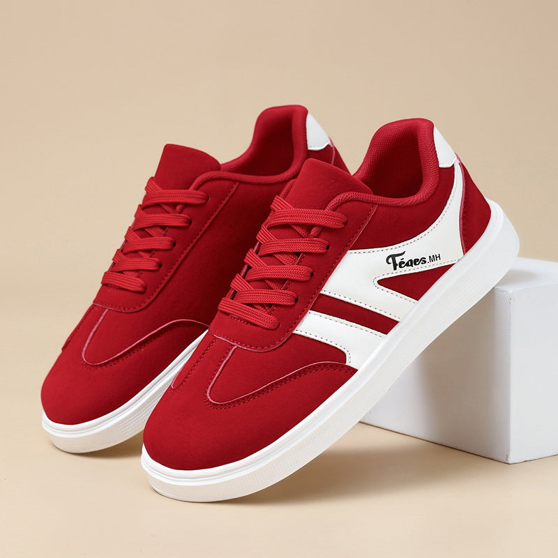 Women's Suede Low-Top Wide-Toe Skate Shoes – Casual Color-Block Lace-Up Sneakers