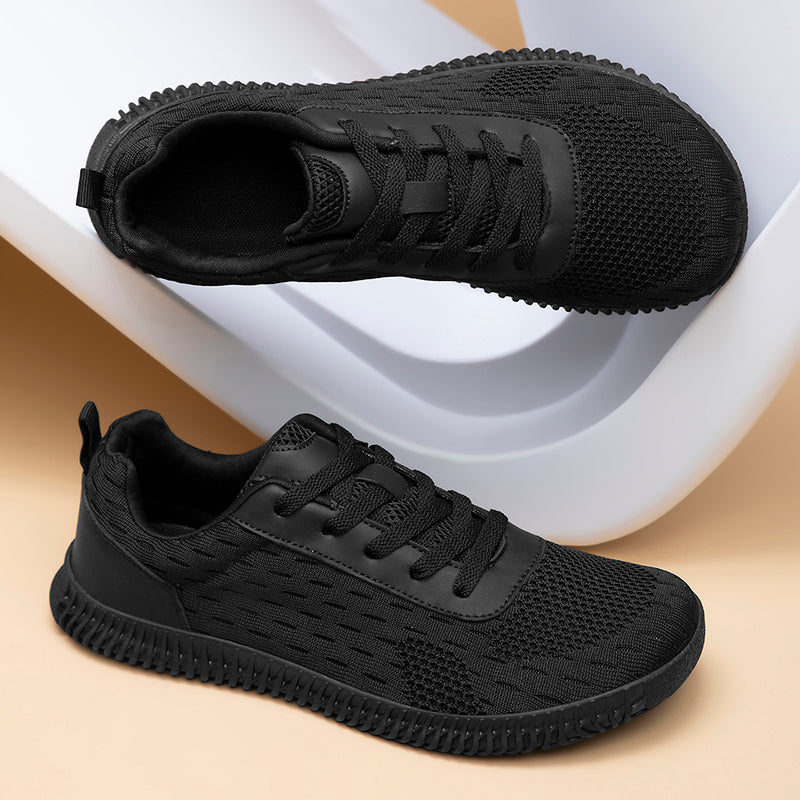 Women's Minimalist Wide-Fit Everyday Sneakers – Comfortable Lace-Up Breathable Mesh Sneakers