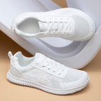 Women's Minimalist Wide-Fit Everyday Sneakers – Comfortable Lace-Up Breathable Mesh Sneakers