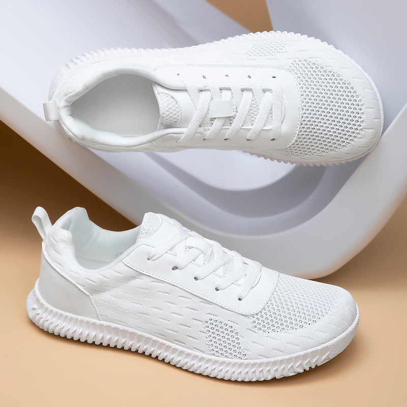Women's Minimalist Wide-Fit Everyday Sneakers – Comfortable Lace-Up Breathable Mesh Sneakers
