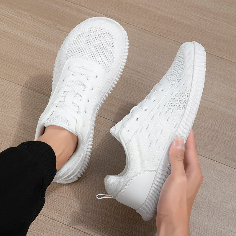 Women's Minimalist Wide-Fit Everyday Sneakers – Comfortable Lace-Up Breathable Mesh Sneakers