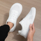Women's Minimalist Wide-Fit Everyday Sneakers – Comfortable Lace-Up Breathable Mesh Sneakers