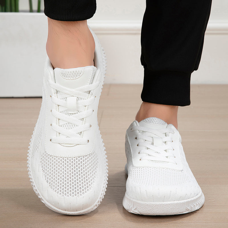 Women's Minimalist Wide-Fit Everyday Sneakers – Comfortable Lace-Up Breathable Mesh Sneakers