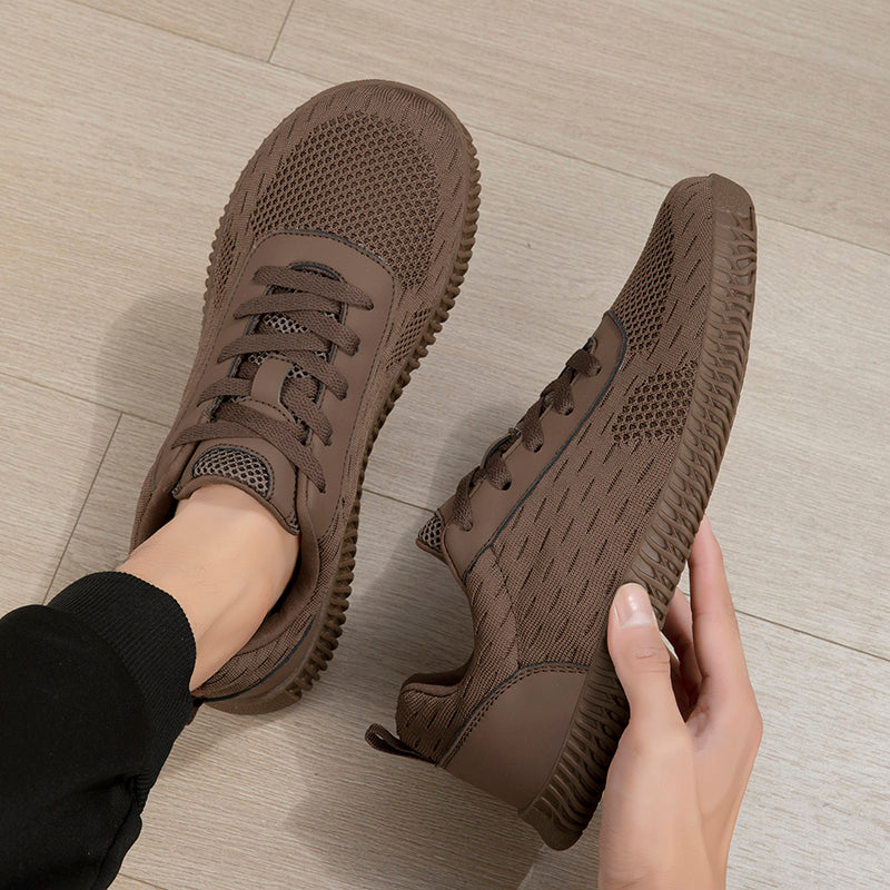 Women's Minimalist Wide-Fit Everyday Sneakers – Comfortable Lace-Up Breathable Mesh Sneakers