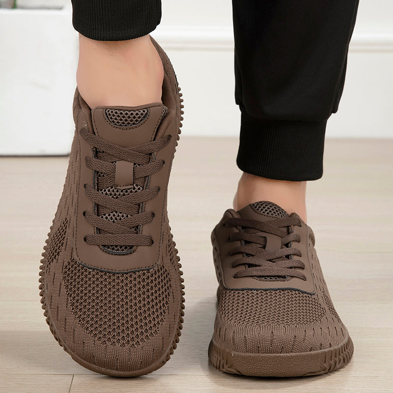 Women's Minimalist Wide-Fit Everyday Sneakers – Comfortable Lace-Up Breathable Mesh Sneakers
