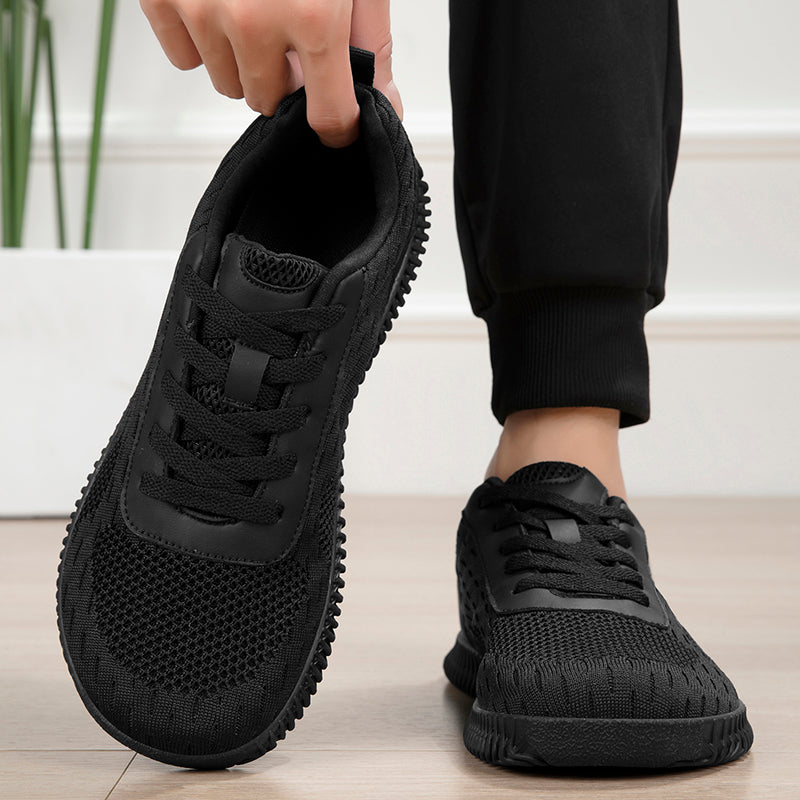 Women's Minimalist Wide-Fit Everyday Sneakers – Comfortable Lace-Up Breathable Mesh Sneakers