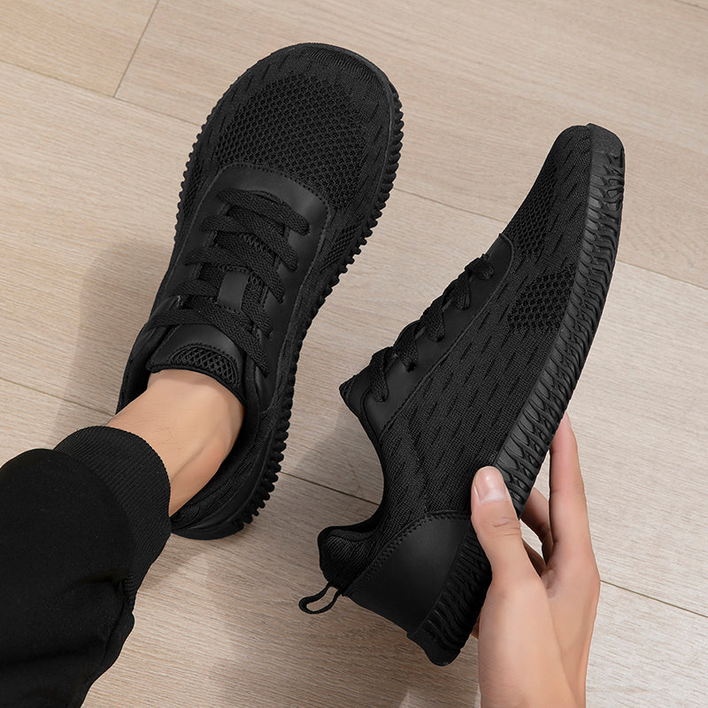 Women's Minimalist Wide-Fit Everyday Sneakers – Comfortable Lace-Up Breathable Mesh Sneakers