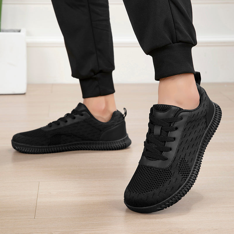 Women's Minimalist Wide-Fit Everyday Sneakers – Comfortable Lace-Up Breathable Mesh Sneakers