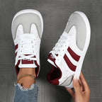 Women's Wide Toe Box Sneakers - Retro Floral and Suede Casual Walking Shoes