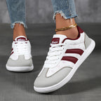 Women's Wide Toe Box Sneakers - Retro Floral and Suede Casual Walking Shoes