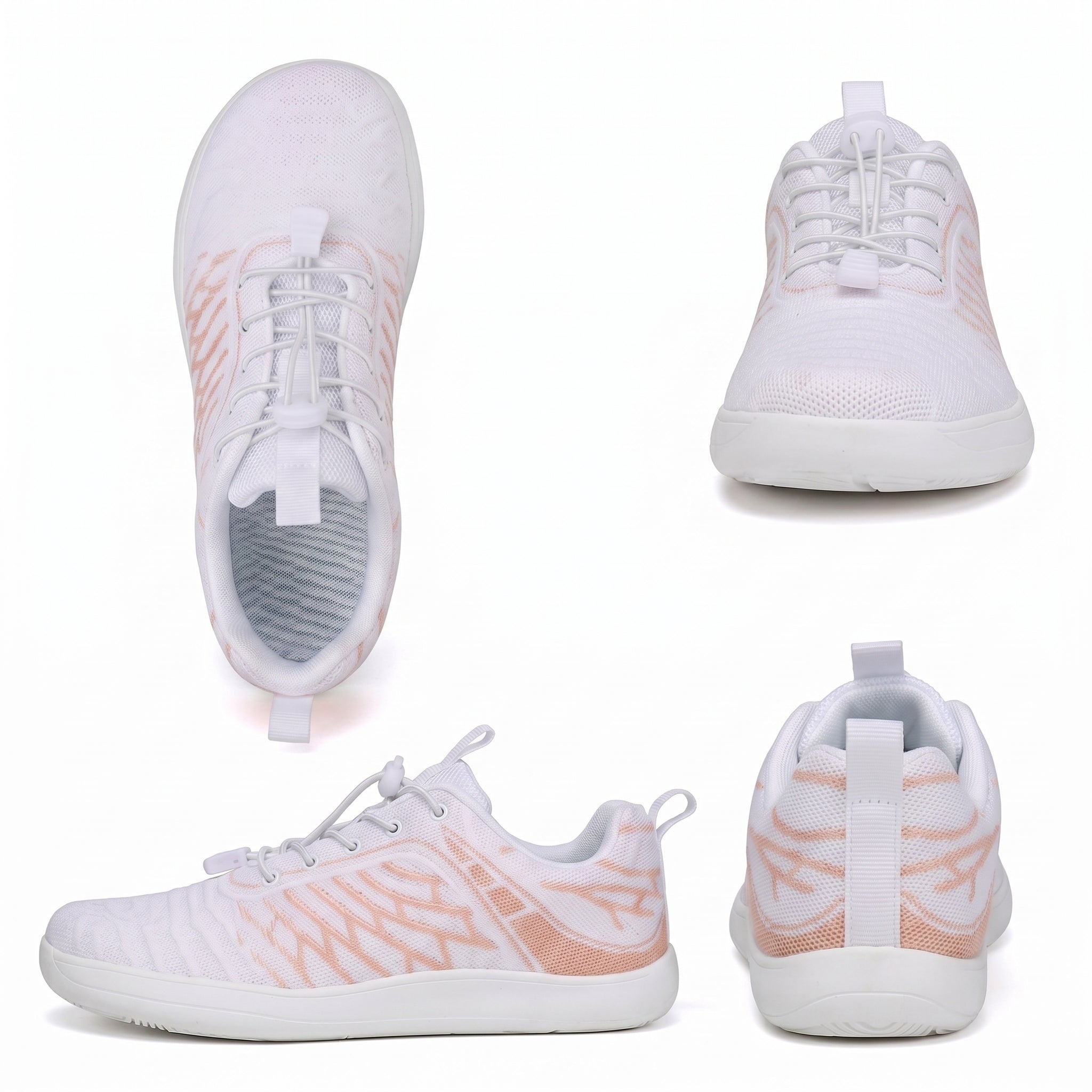 Women's Wide Toe Box Barefoot Shoes - Breathable Knit Minimalist Walking Sneakers with Elastic Laces
