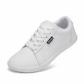 Women's Wide Toe Box White Sneakers - Classic Minimalist PU Leather Casual Shoes
