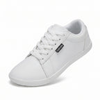 Women's Wide Toe Box White Sneakers - Classic Minimalist PU Leather Casual Shoes