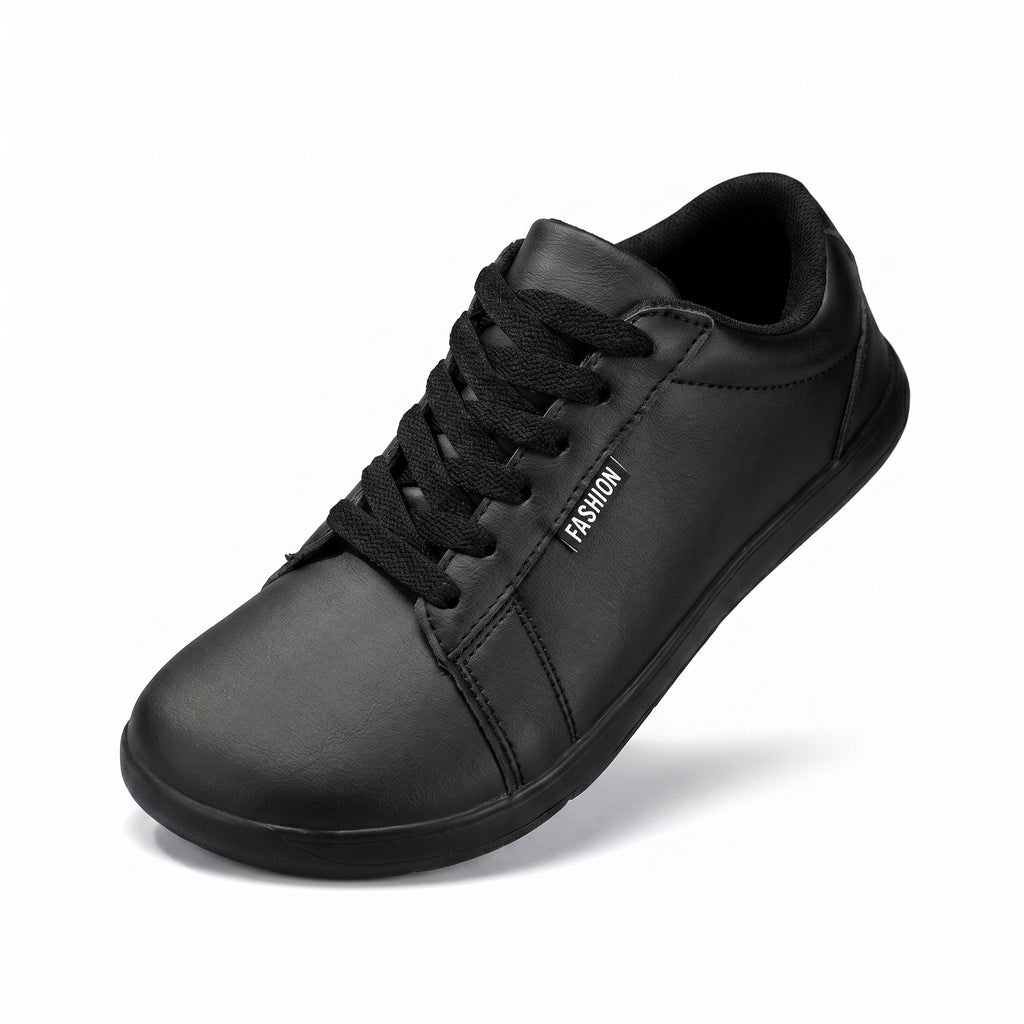 Women's Wide Toe Box White Sneakers - Classic Minimalist PU Leather Casual Shoes