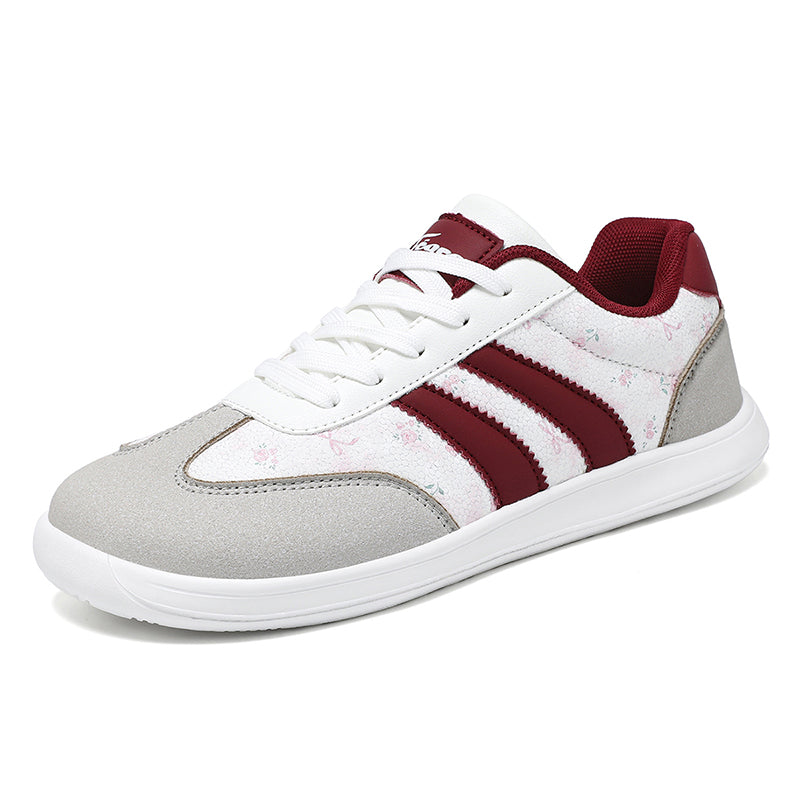 Women's Wide Toe Box Sneakers - Retro Floral and Suede Casual Walking Shoes