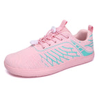Women's Wide Toe Box Barefoot Shoes - Breathable Knit Minimalist Walking Sneakers with Elastic Laces