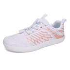 Women's Wide Toe Box Barefoot Shoes - Breathable Knit Minimalist Walking Sneakers with Elastic Laces