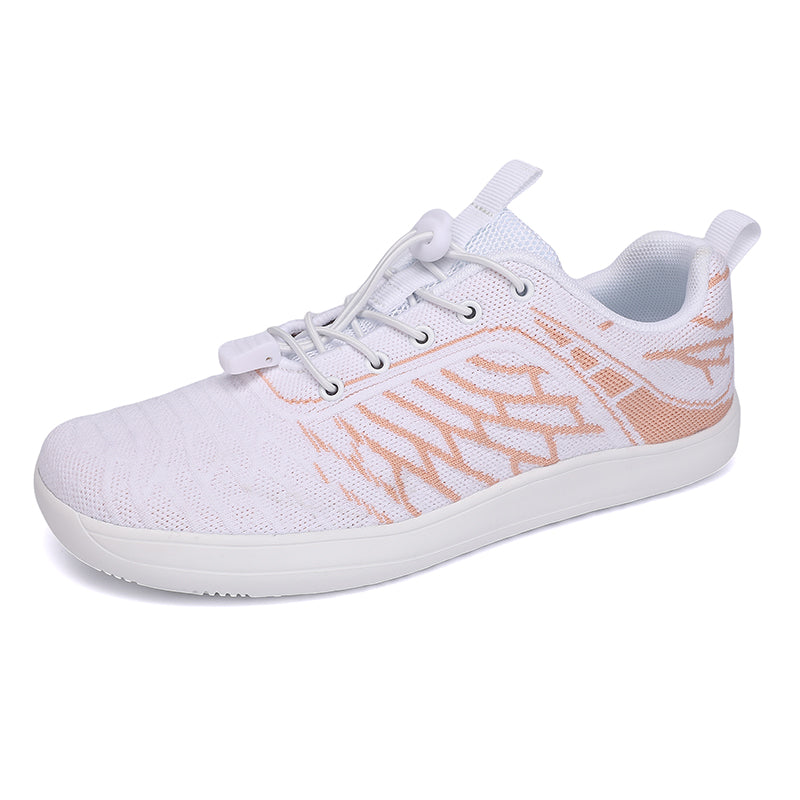 Women's Wide Toe Box Barefoot Shoes - Breathable Knit Minimalist Walking Sneakers with Elastic Laces