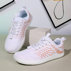 Women's Wide Toe Box Barefoot Shoes - Breathable Knit Minimalist Walking Sneakers with Elastic Laces