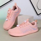 Women's Wide Toe Box Barefoot Shoes - Breathable Knit Minimalist Walking Sneakers with Elastic Laces