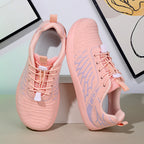 Women's Wide Toe Box Barefoot Shoes - Breathable Knit Minimalist Walking Sneakers with Elastic Laces