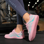 Women's Wide Toe Box Barefoot Shoes - Breathable Knit Minimalist Walking Sneakers with Elastic Laces